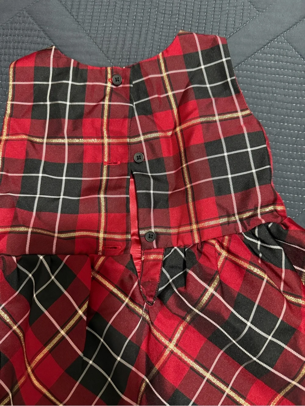 The Children's Place Red and Black Plaid Holiday Dress with Bow